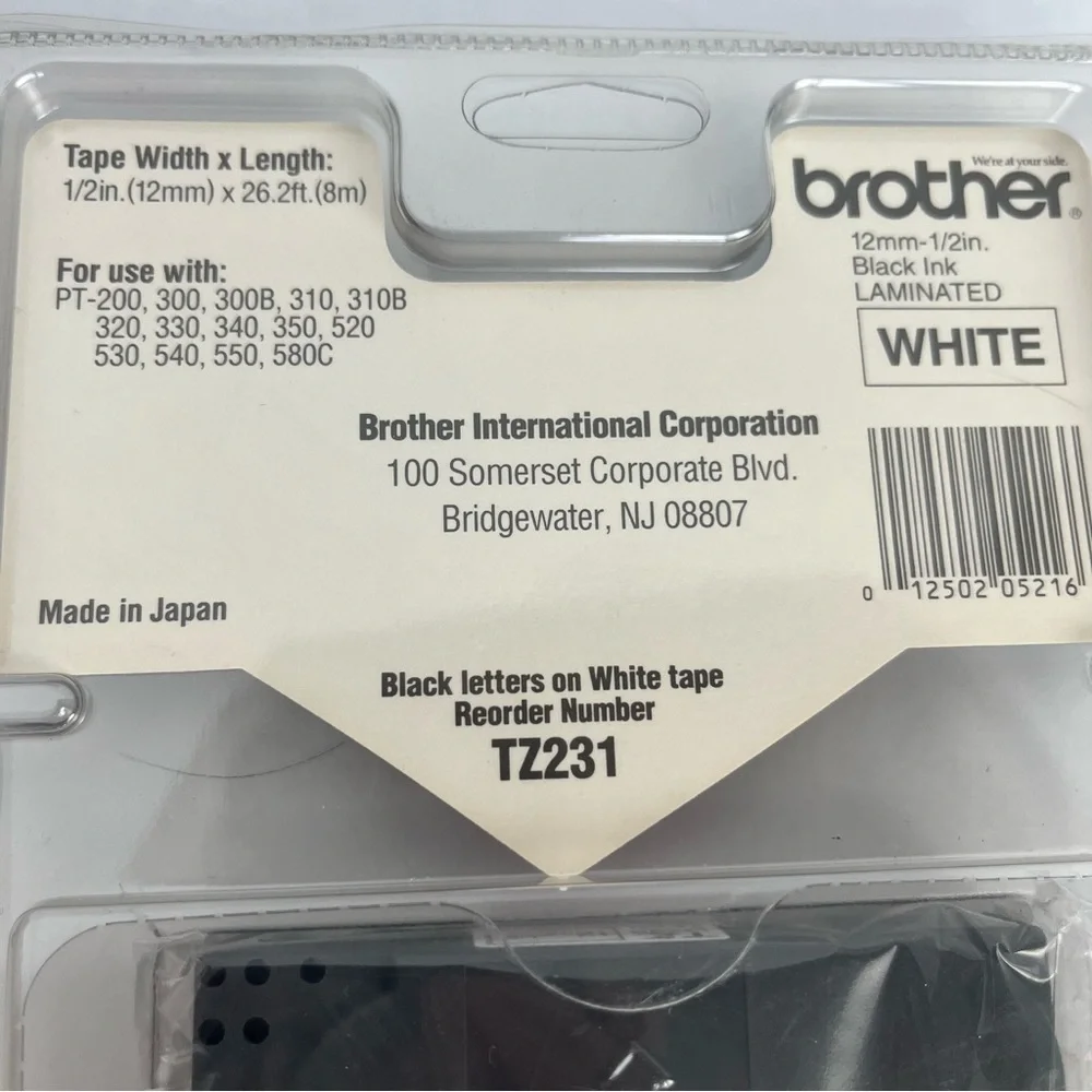 Brother Laminated Label Tape in Black and White